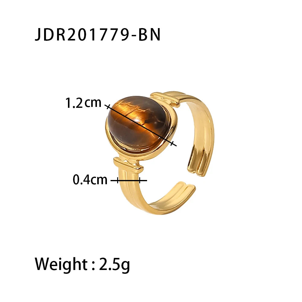 Natural Stone Ring - Gold Plated Stainless Steel