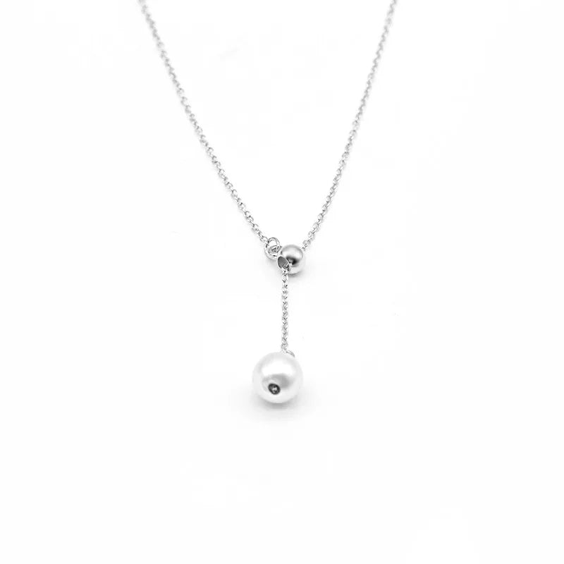 Crescent Moon Pearl Pendant Necklace