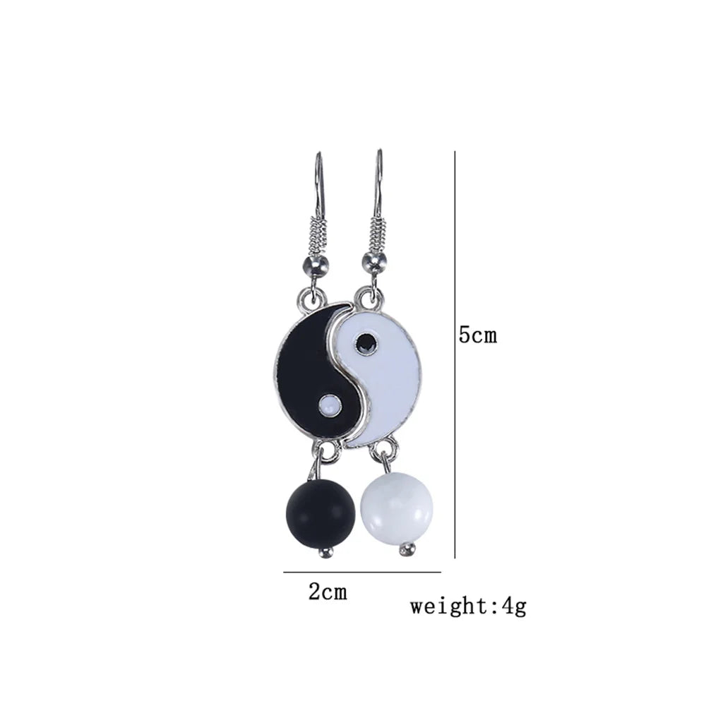 Yin Yang Stud Earrings - Enamel Tai Chi Design