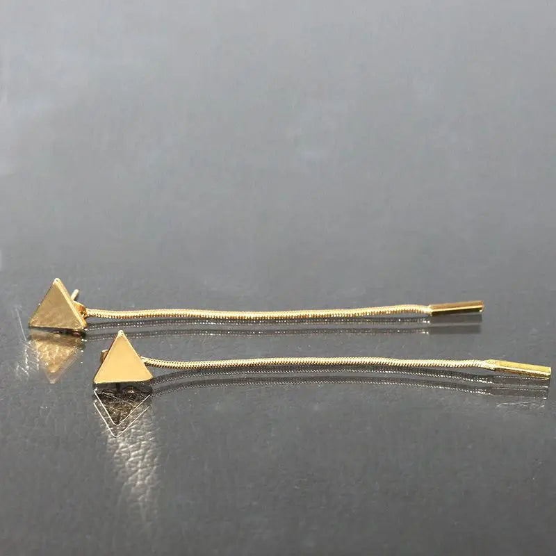 Triangle Chain Earrings - Modern Geometric Drop Earrings