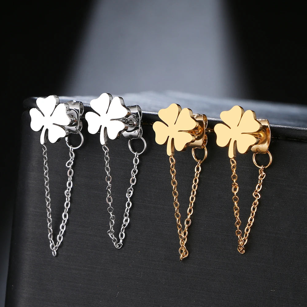 Clover Drop Earrings - Stainless Steel Trendy Design