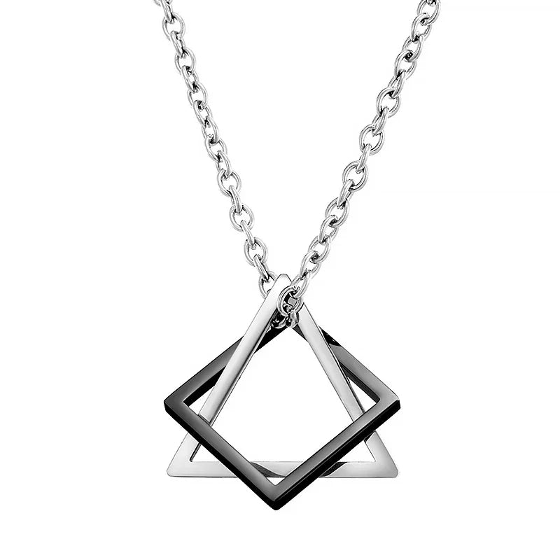 Geometric Square Triangle Pendant Necklace - Modern Minimalist