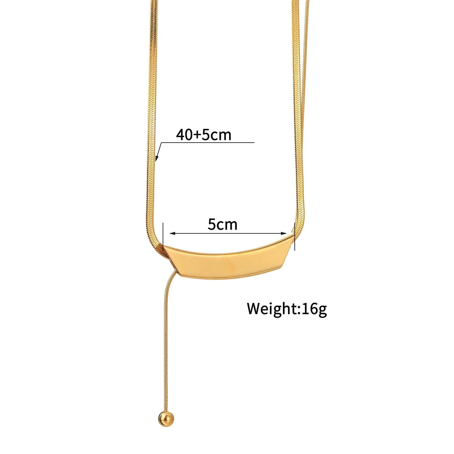 Minimalist Curved Bar Gold Necklace - Modern Design