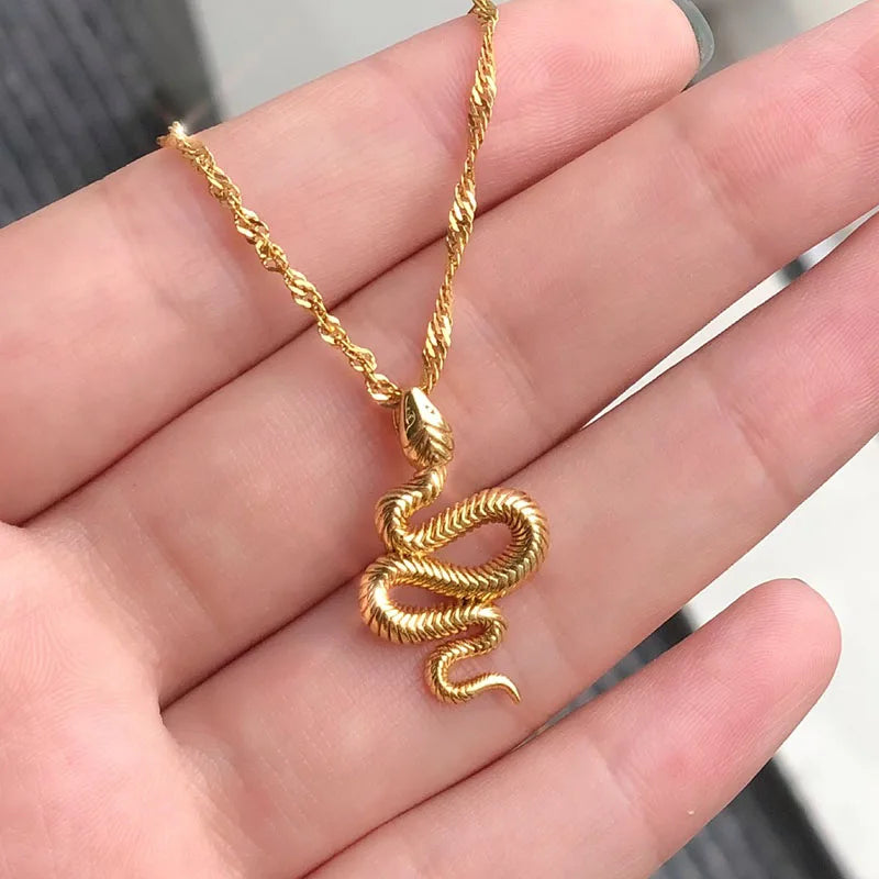 Snake Pendant Necklace - Statement Jewelry