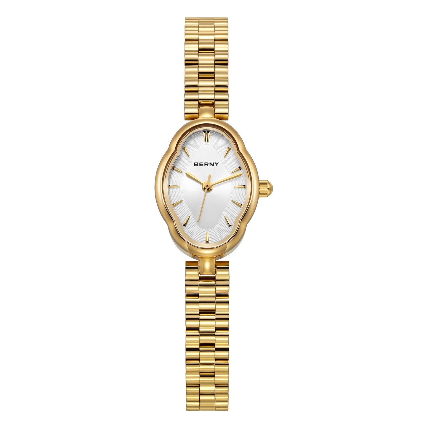 Luxury Oval Women's Watch - Gold Stainless Steel with Sapphire Coating