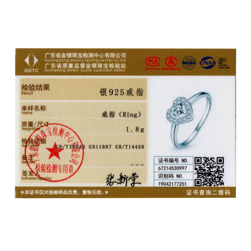 Bright Love Heart Ring - 925 Sterling Silver with Zircon