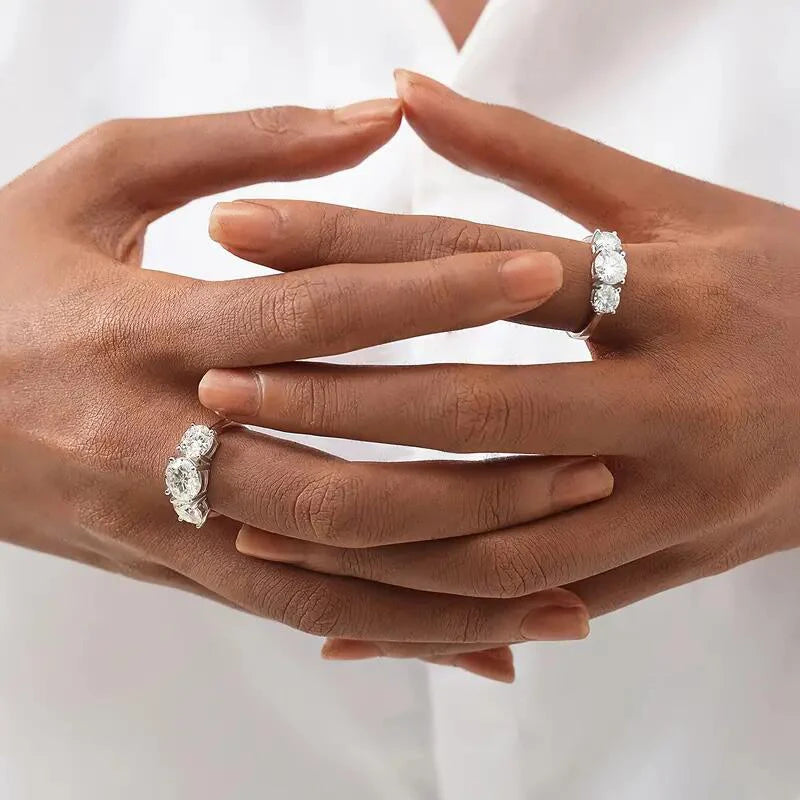 Moissanite Engagement Ring - 925 Sterling Silver with Certificate