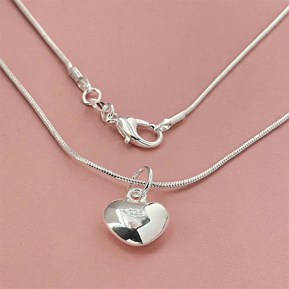 Sterling Silver Heart Pendant Necklace - 925 Silver