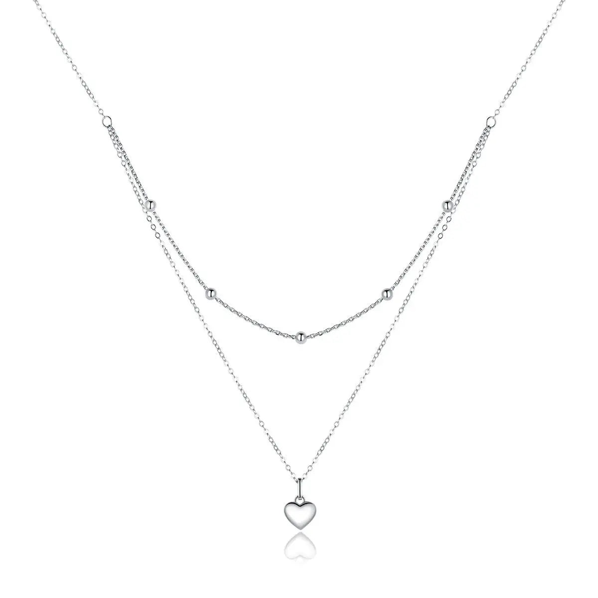 Sterling Silver Double Layer Necklace - Genuine 925 Silver