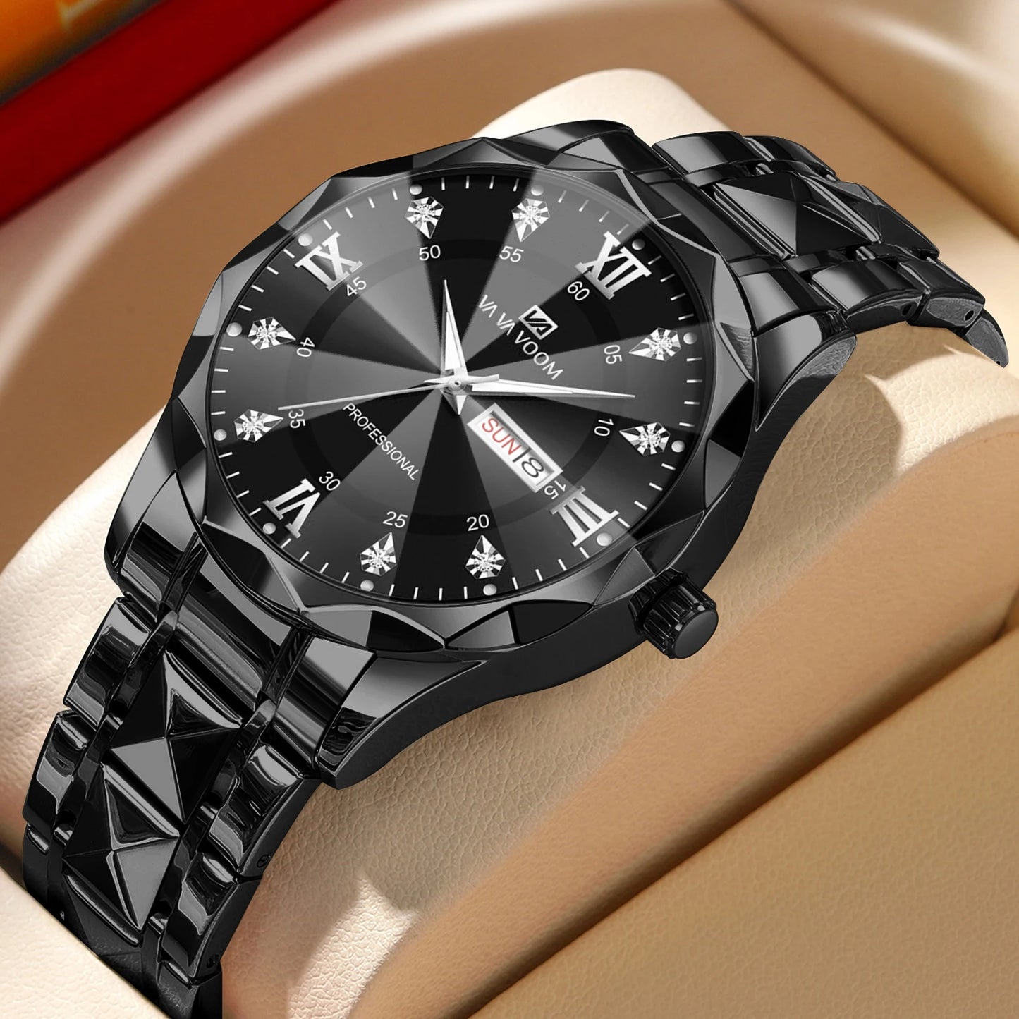 Luxury Rhinestone Business Watch - Stainless Steel Men's Quartz