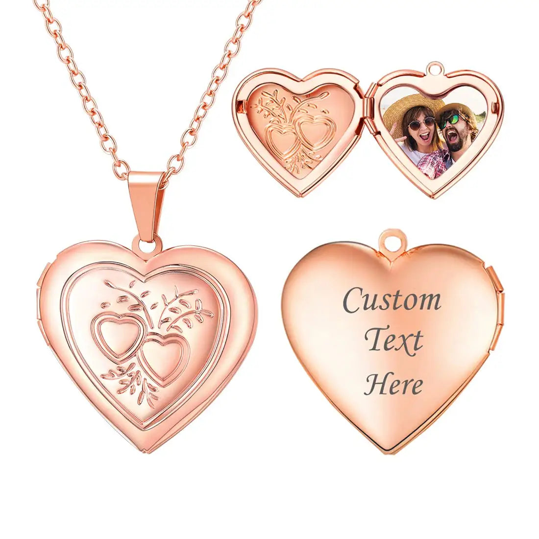 Heart Frame Memory Locket Pendant Necklace - Photo Keepsake