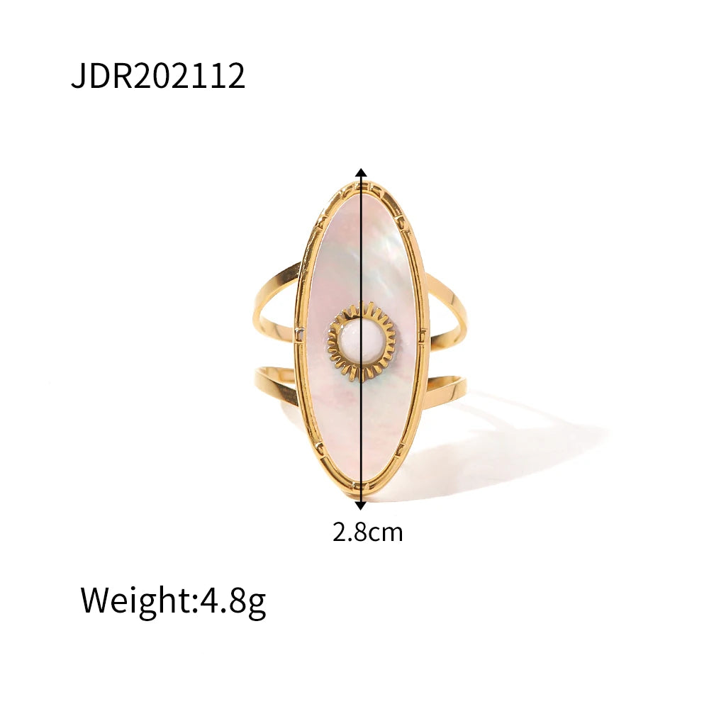 Natural Stone Ring - Gold Plated Stainless Steel