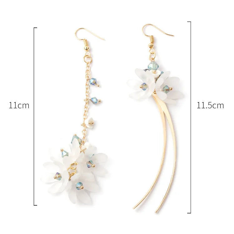 White Acrylic Flower Earrings - Handmade Floral Design