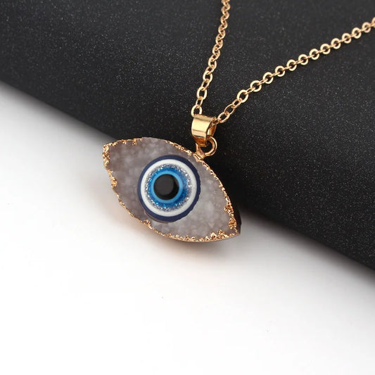 Vintage Boho Evil Eye Pendant Necklace - Gold Plated