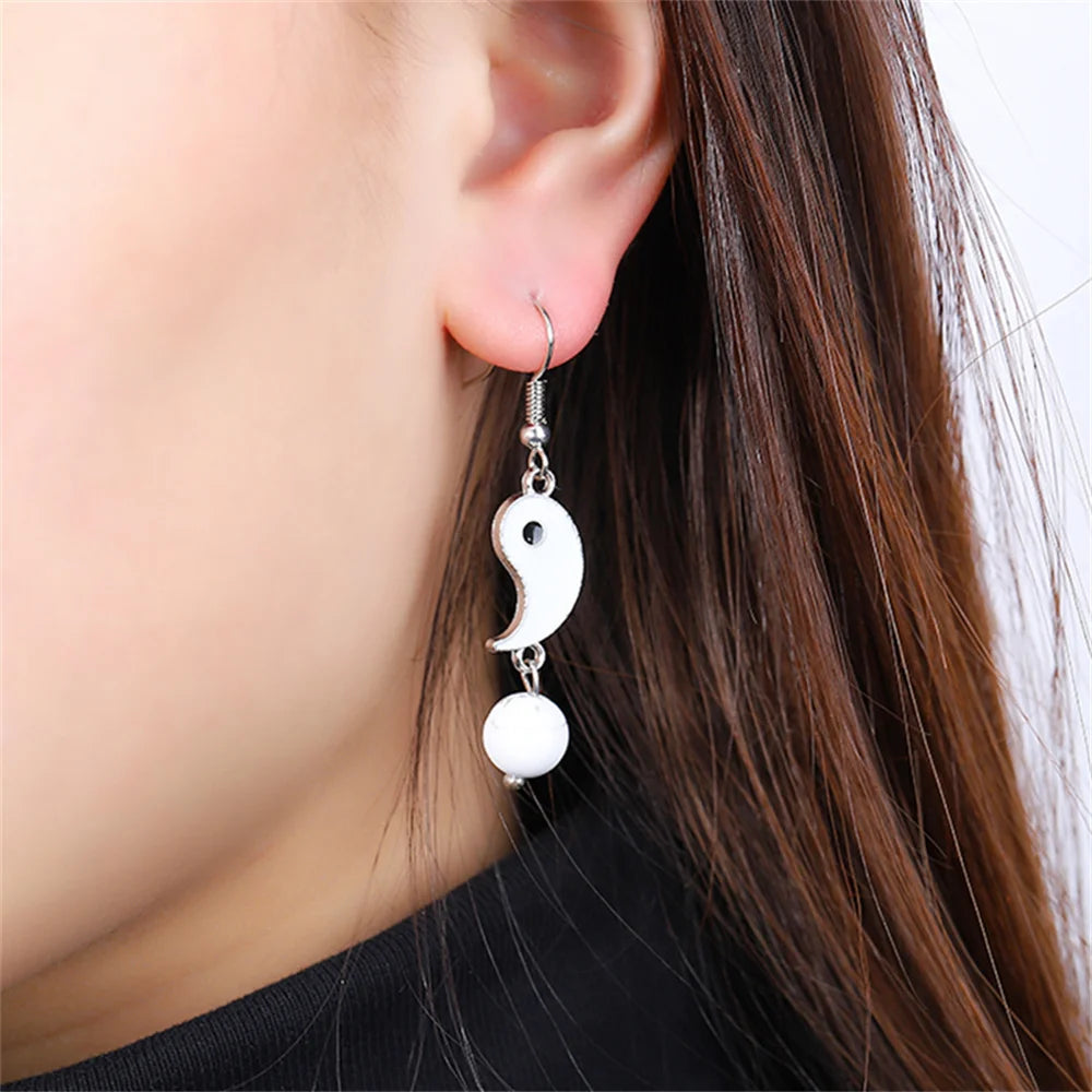 Yin Yang Stud Earrings - Enamel Tai Chi Design