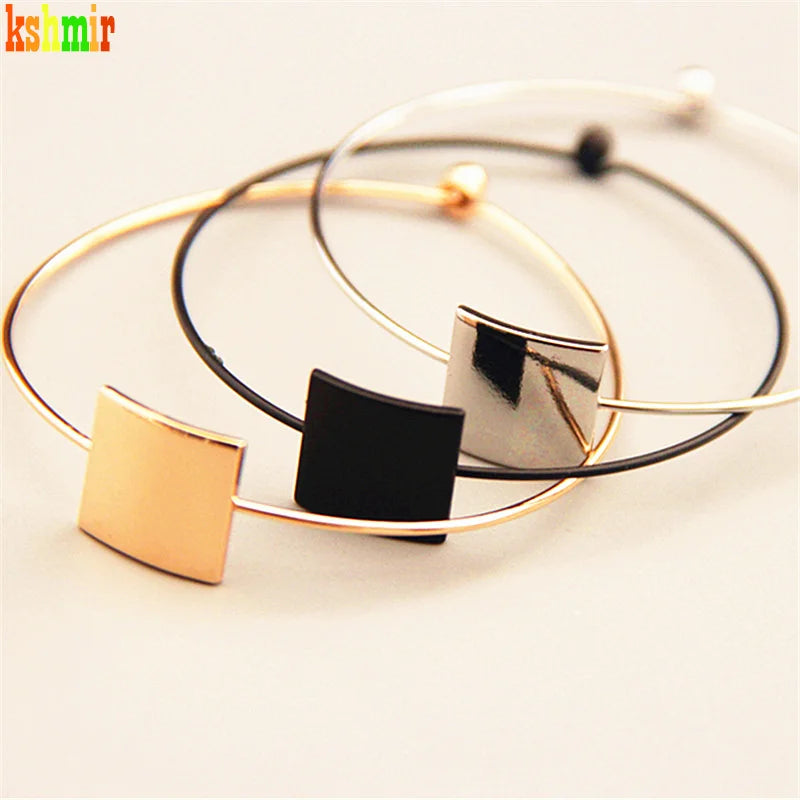 Geometric Bangle Bracelet - Adjustable Casual Design