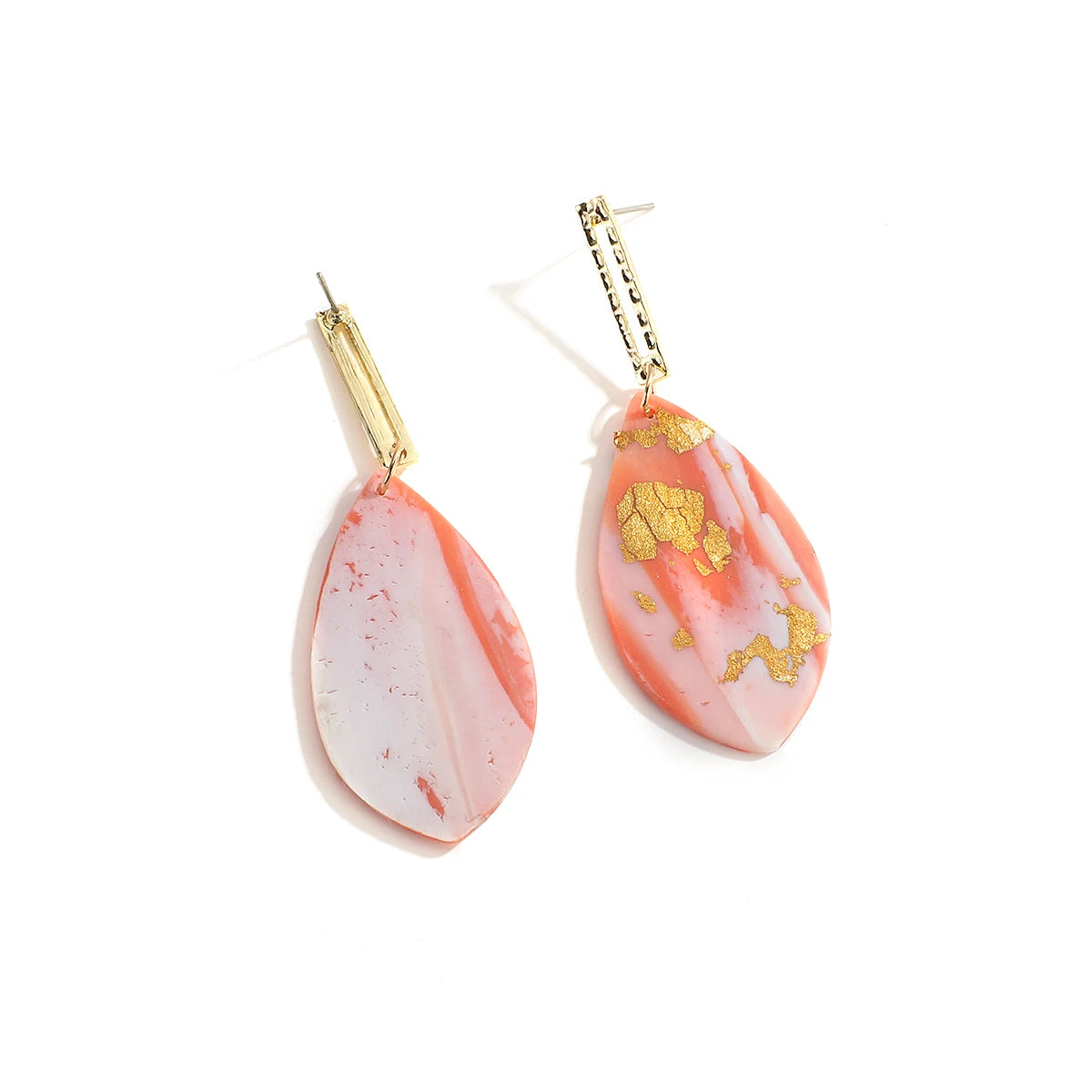 Abstract Polymer Clay Drop Earrings - Gold Foil Geometric Design