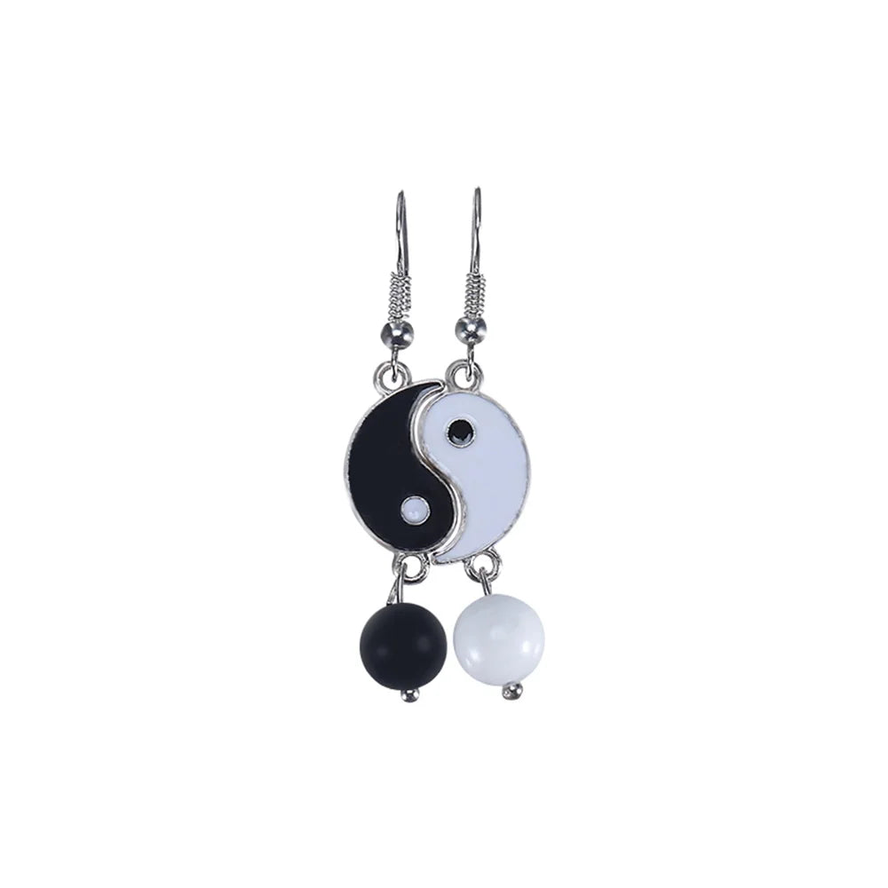 Yin Yang Stud Earrings - Enamel Tai Chi Design