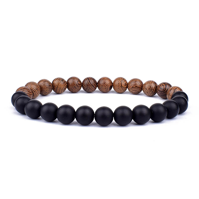 Natural Stone Beaded Bracelet - Volcanic Stone Charm Design