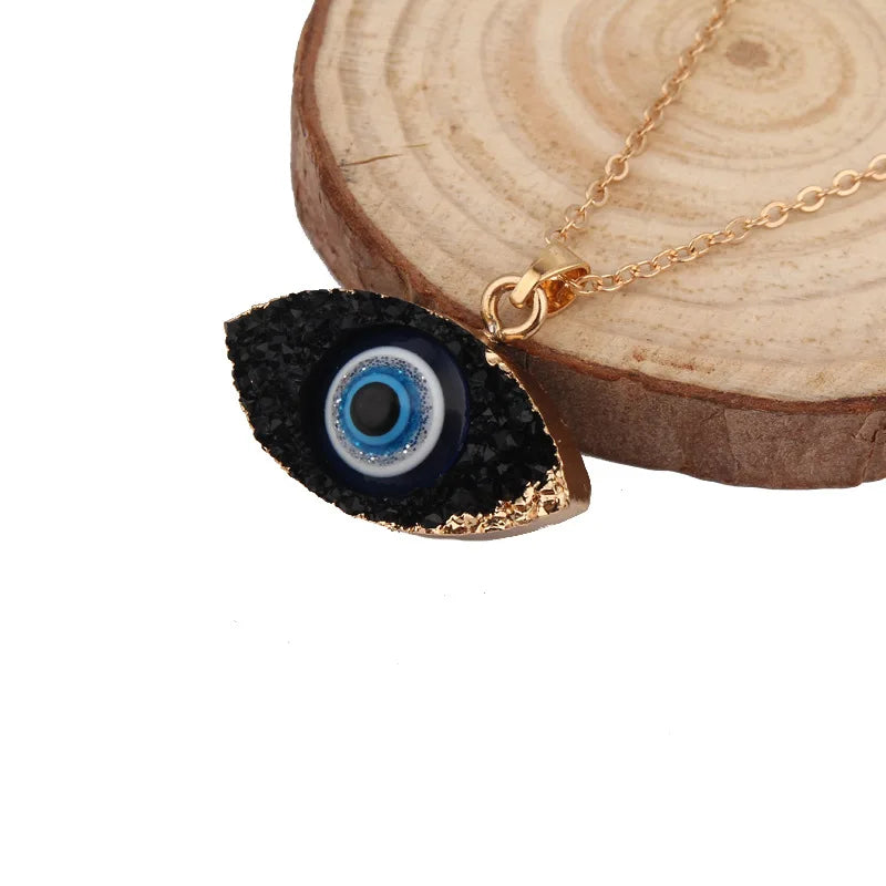 Vintage Boho Evil Eye Pendant Necklace - Gold Plated