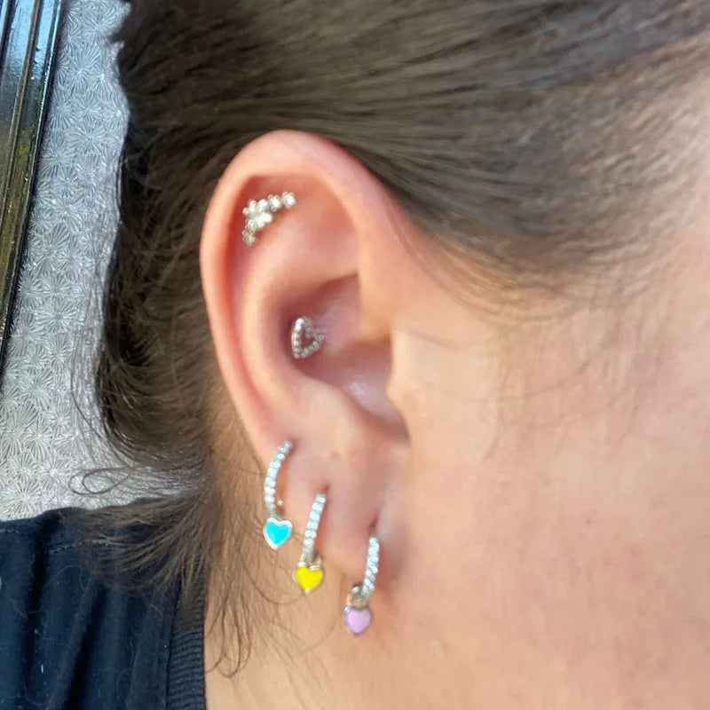Enamel Heart Drop Earrings - Cute Colorful Design