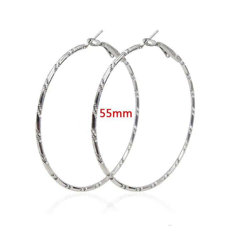 Large Hoop Earrings - Trendy Round Design