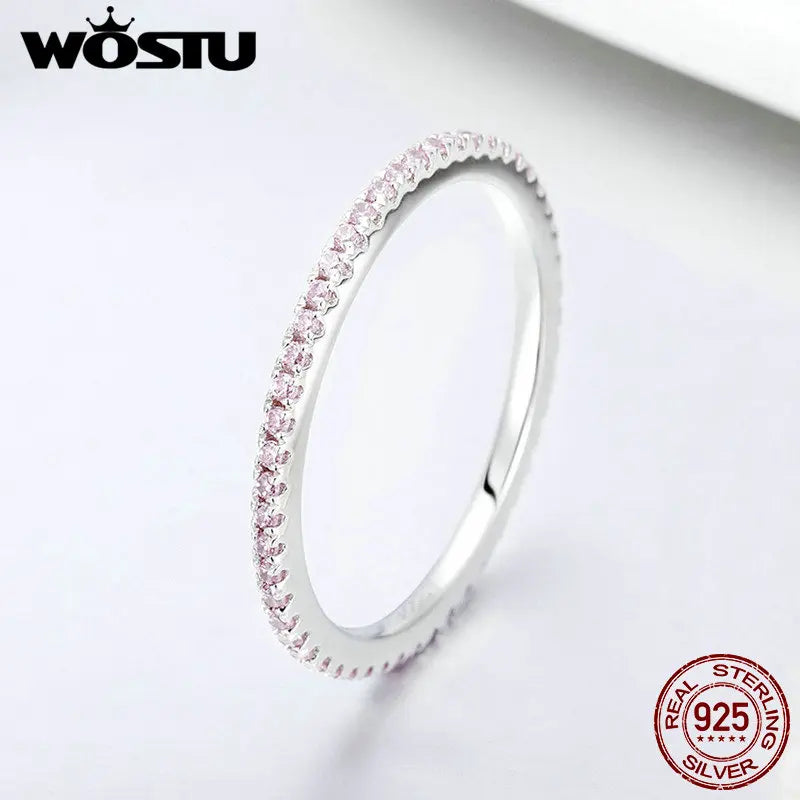 Genuine 925 Sterling Silver CZ Circle Ring