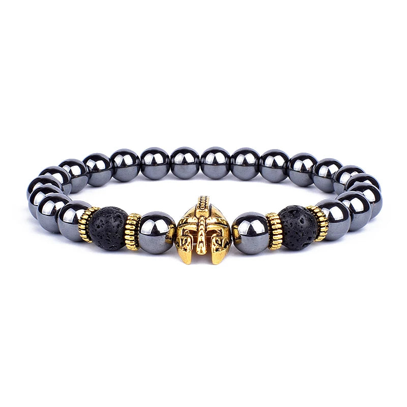 Obsidian Lion Head Beaded Bracelet - Natural Stone Charm