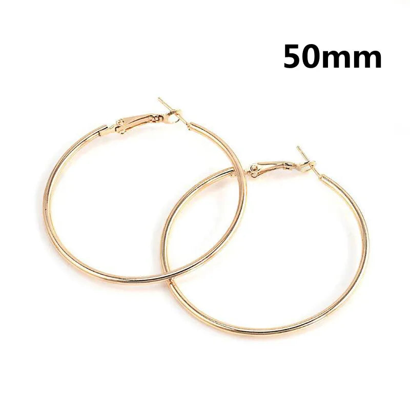 Large Hoop Earrings - Trendy Round Design