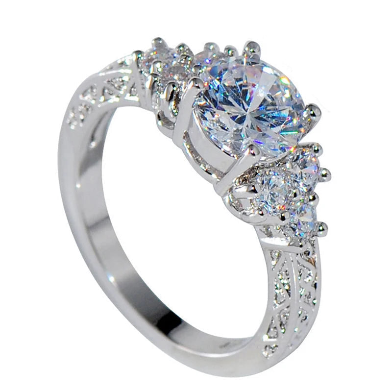 White Zircon Crystal Ring - Sterling Silver
