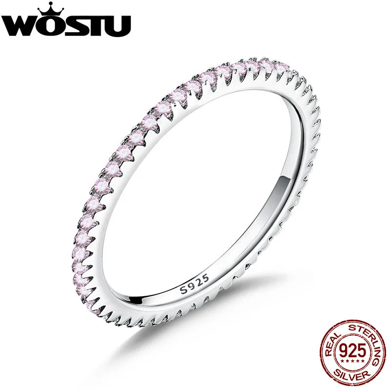 Genuine 925 Sterling Silver CZ Circle Ring