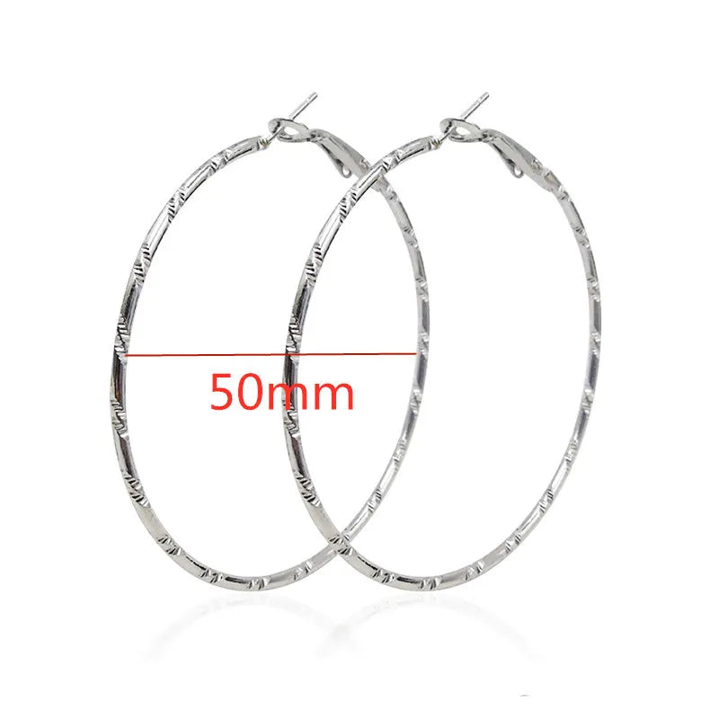 Large Hoop Earrings - Trendy Round Design