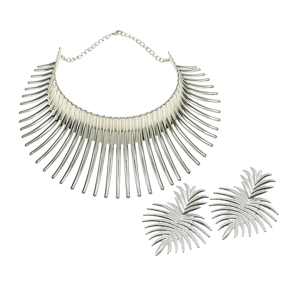 Vintage Metal Gold Torque African Necklace Set