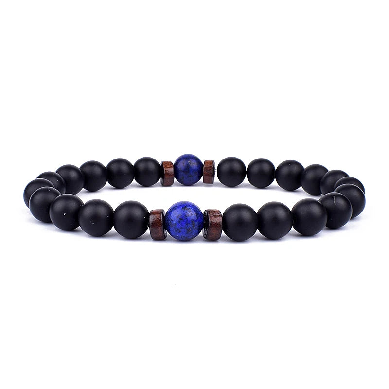 Natural Stone Beaded Bracelet - Volcanic Stone Charm Design