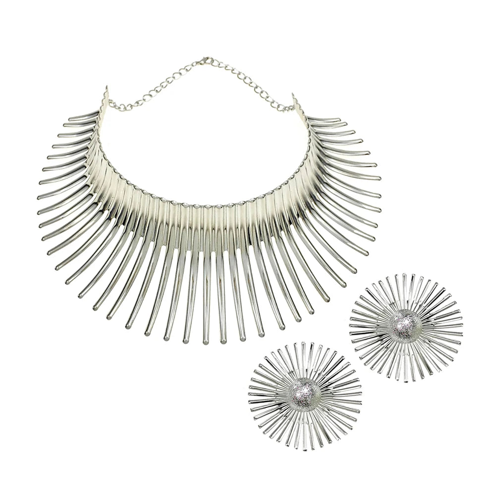 Vintage Metal Gold Torque African Necklace Set