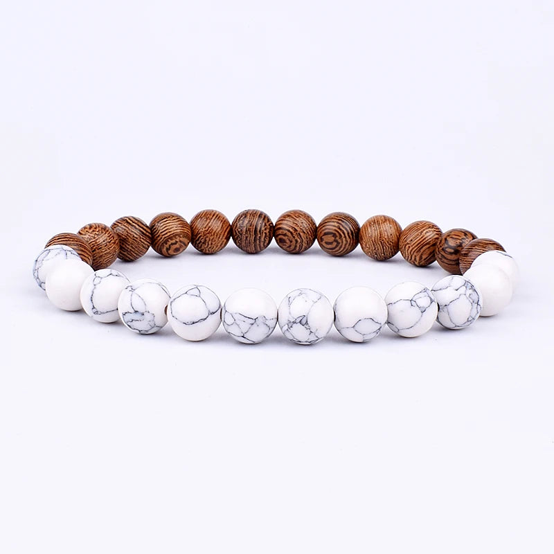 Natural Stone Beaded Bracelet - Volcanic Stone Charm Design