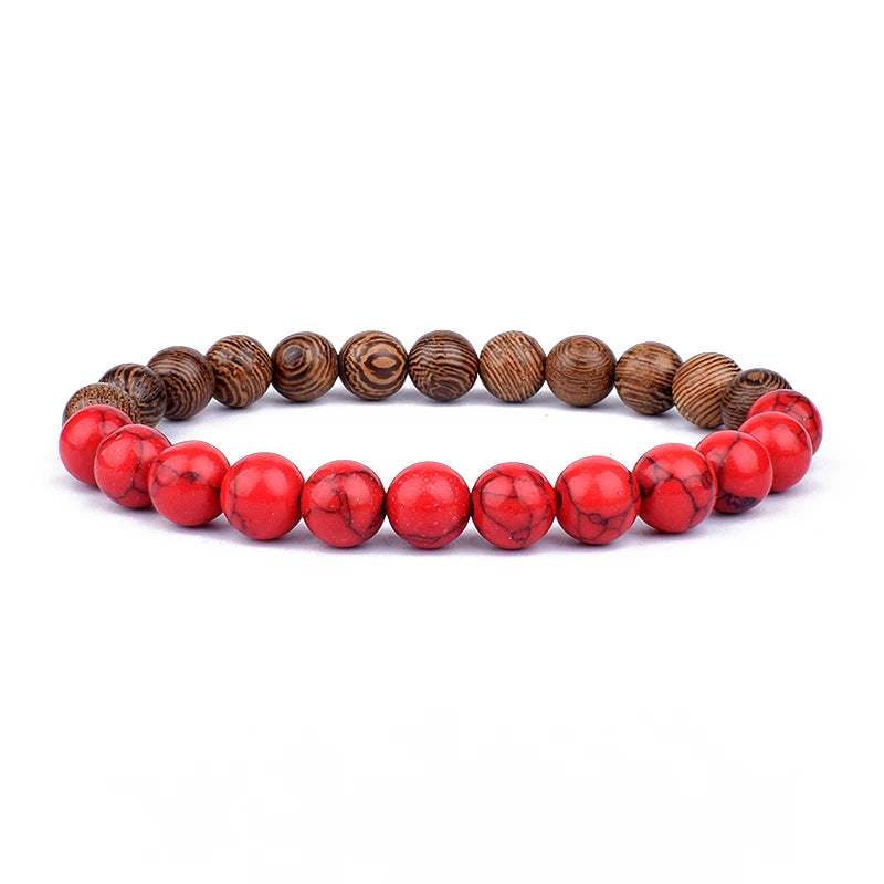 Natural Stone Beaded Bracelet - Volcanic Stone Charm Design