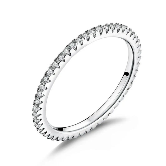 Genuine 925 Sterling Silver CZ Circle Ring