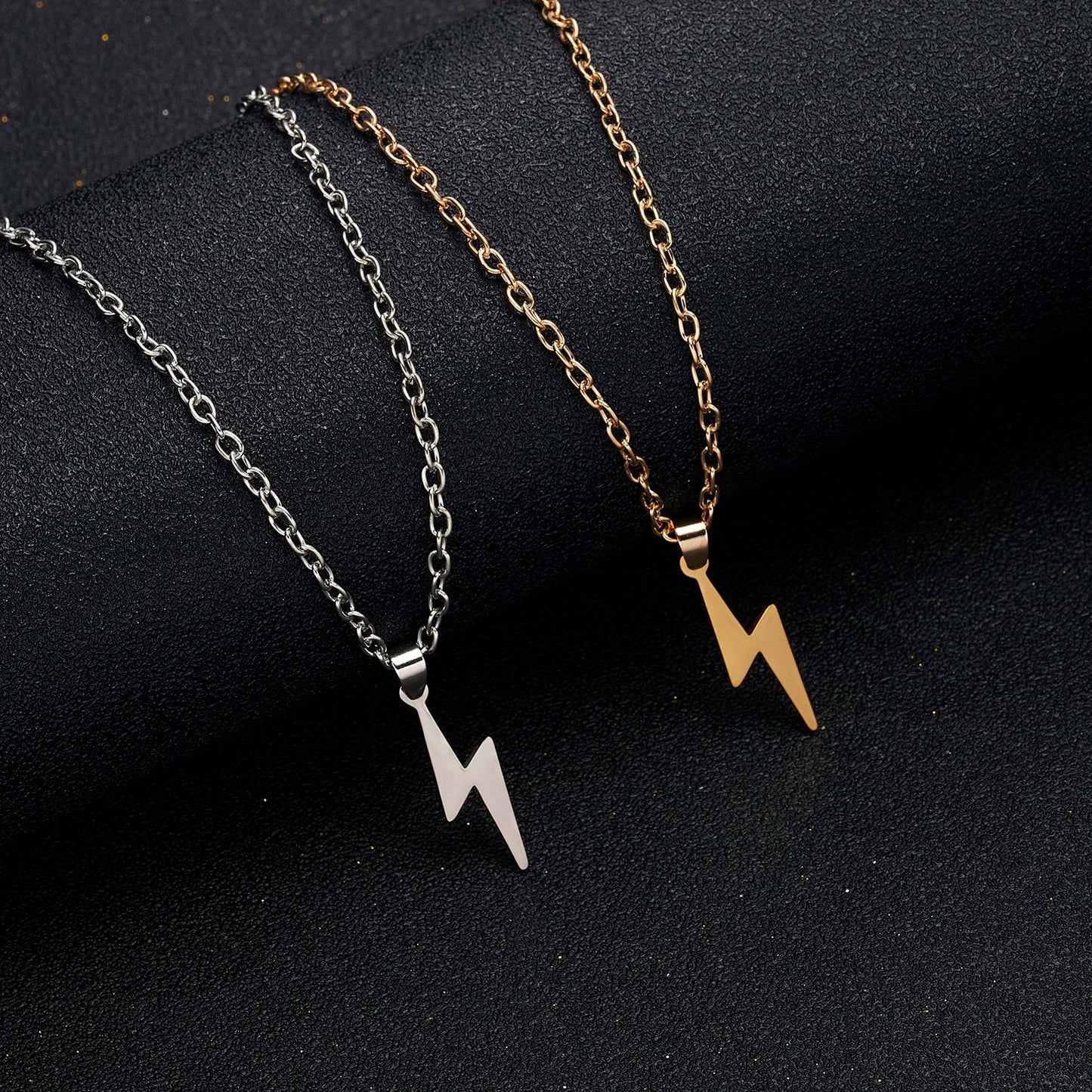 Lightning Bolt Pendant Necklace with Long Chain
