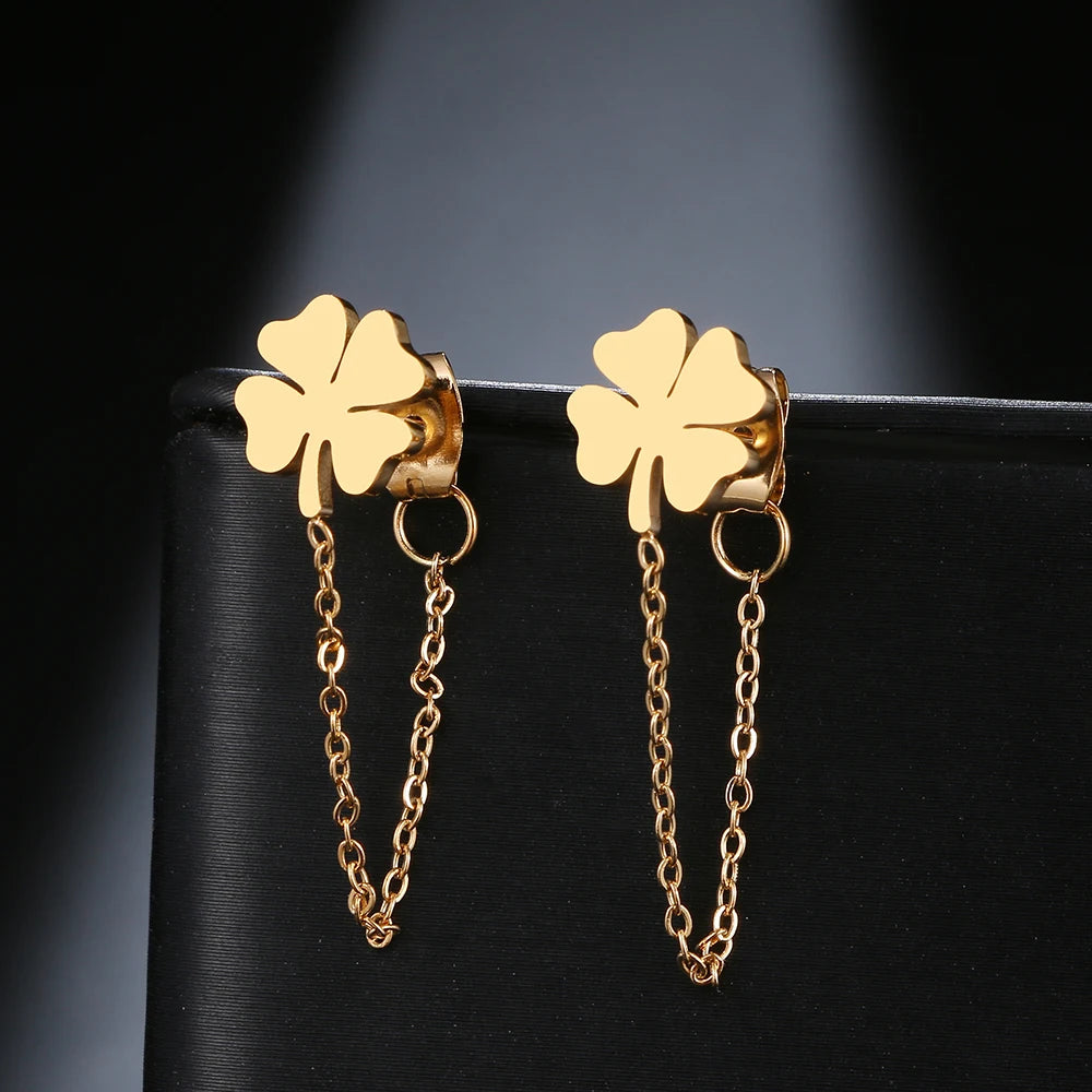 Clover Drop Earrings - Stainless Steel Trendy Design