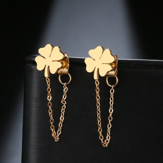 Clover Drop Earrings - Stainless Steel Trendy Design