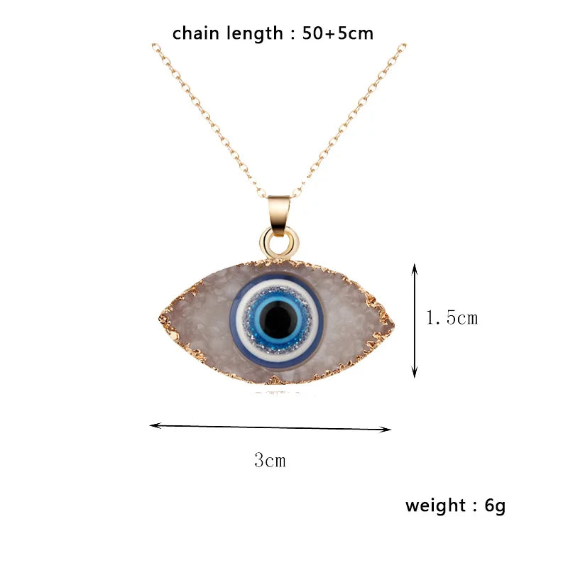 Vintage Boho Evil Eye Pendant Necklace - Gold Plated