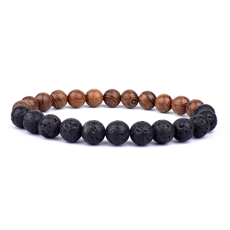 Natural Stone Beaded Bracelet - Volcanic Stone Charm Design