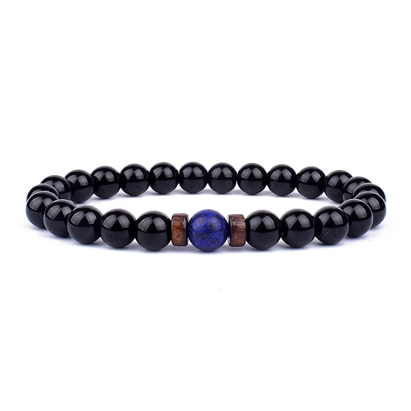 Natural Stone Beaded Bracelet - Volcanic Stone Charm Design