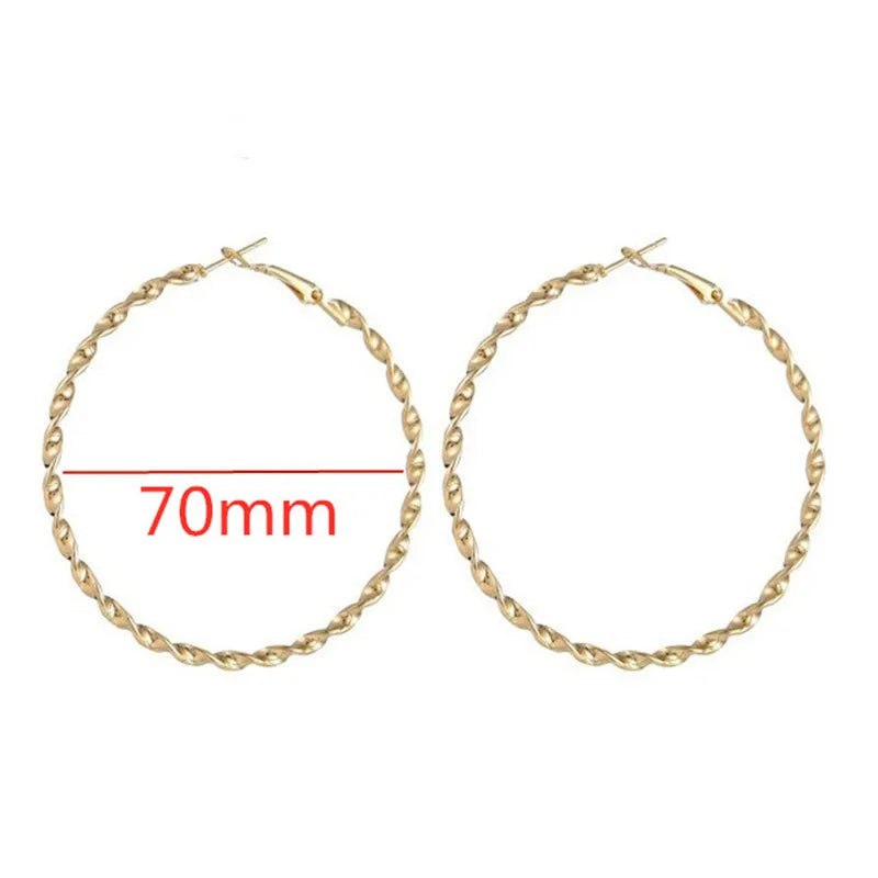 Large Hoop Earrings - Trendy Round Design
