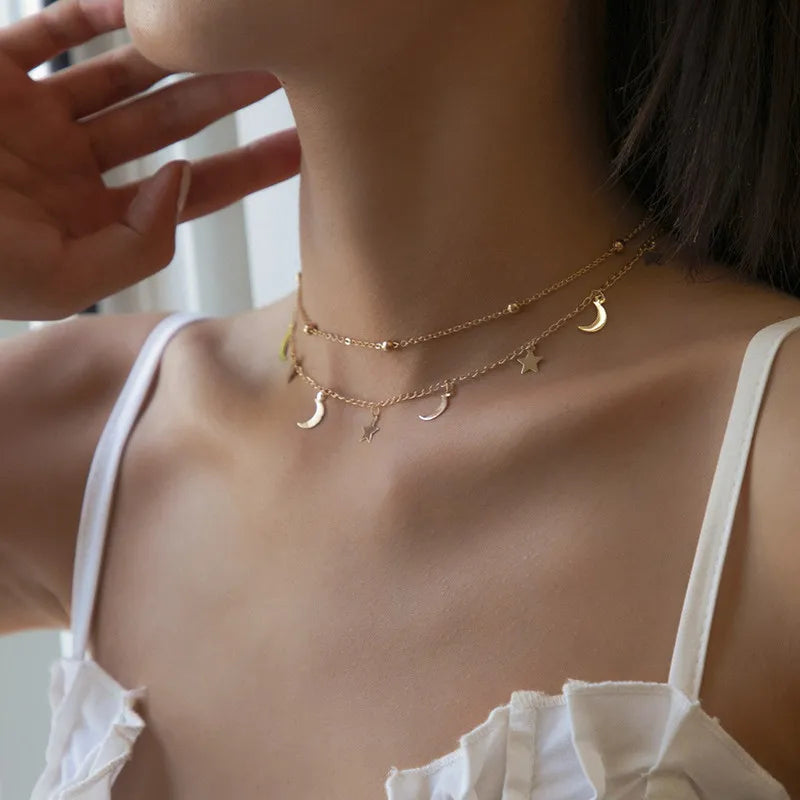 Star Pendant Double Layer Necklace