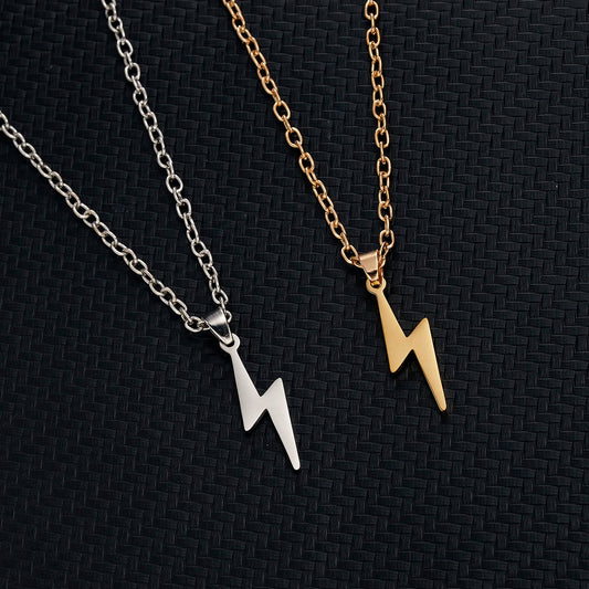 Lightning Bolt Pendant Necklace with Long Chain