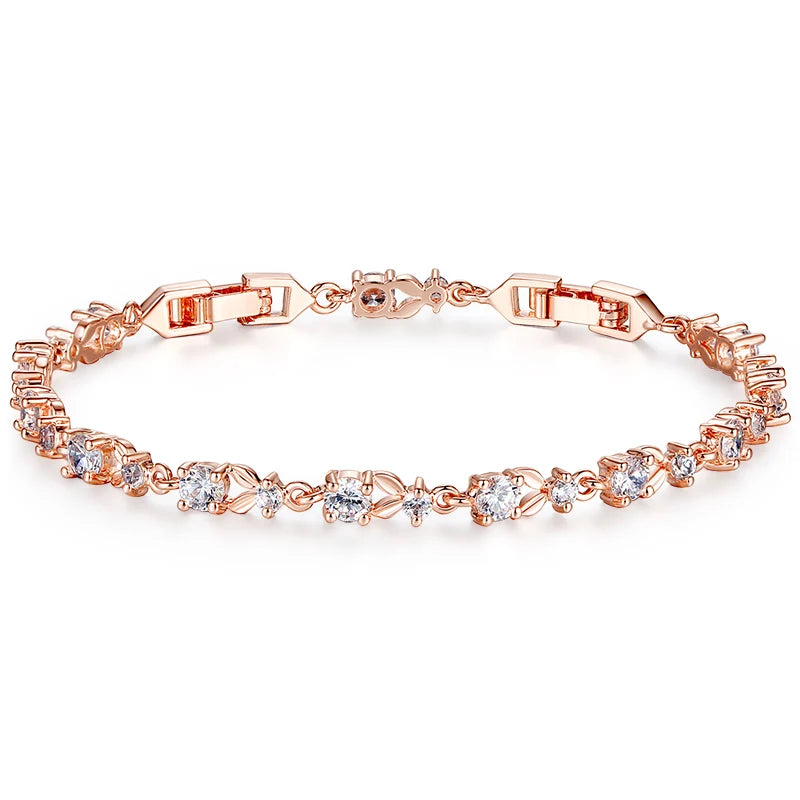 Luxury Rose Gold Crystal Bracelet - Water Drop Chain Design