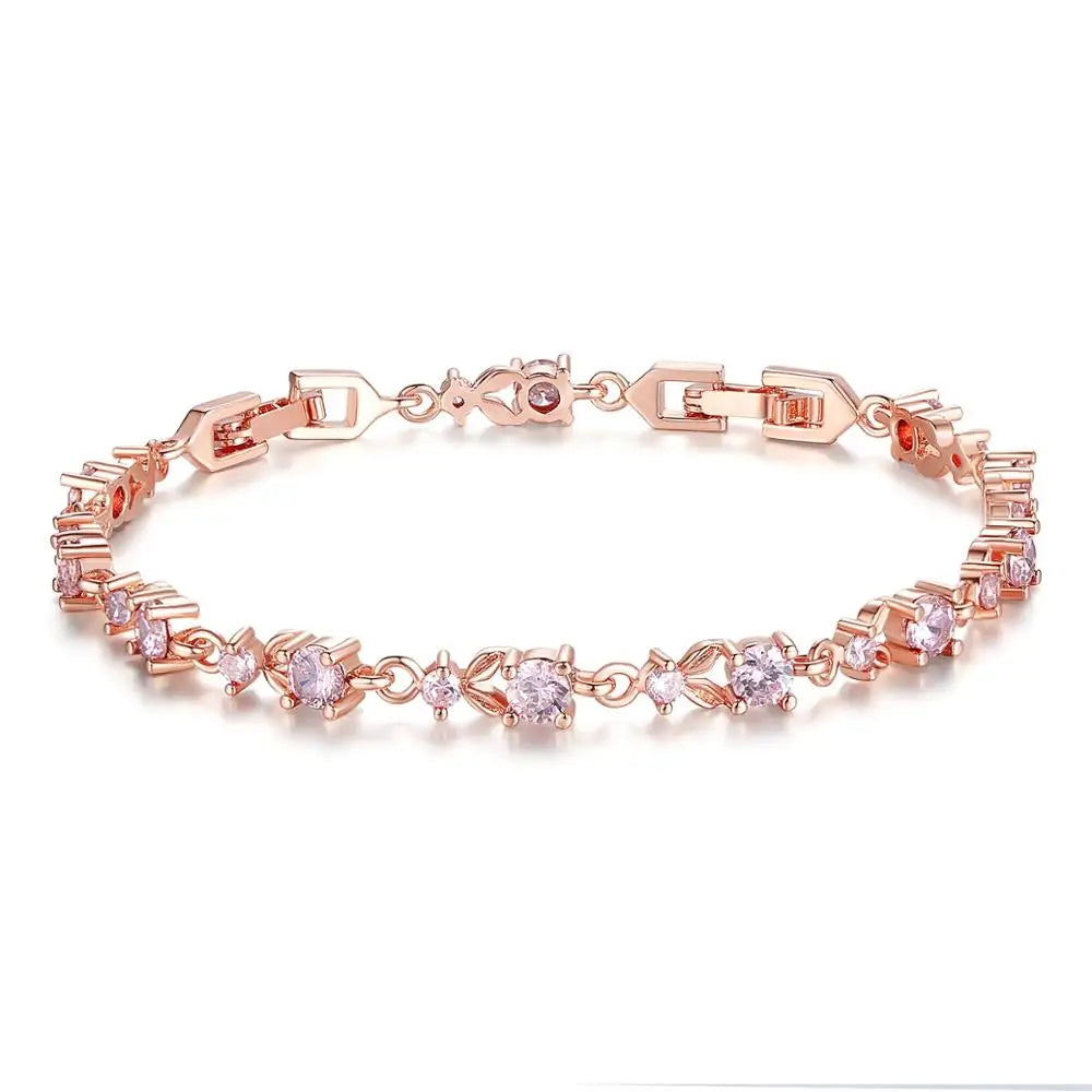 Luxury Rose Gold Crystal Bracelet - Water Drop Chain Design