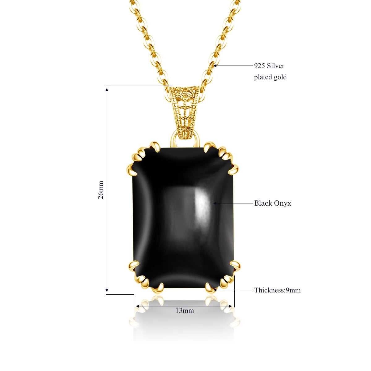 Gold Black Onyx Pendant Necklace - Fine Jewelry
